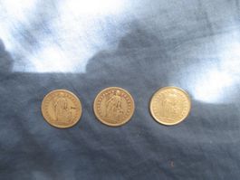 lot de 3 pièces de 1 fr. en argent (1914, 1943 et 1967)