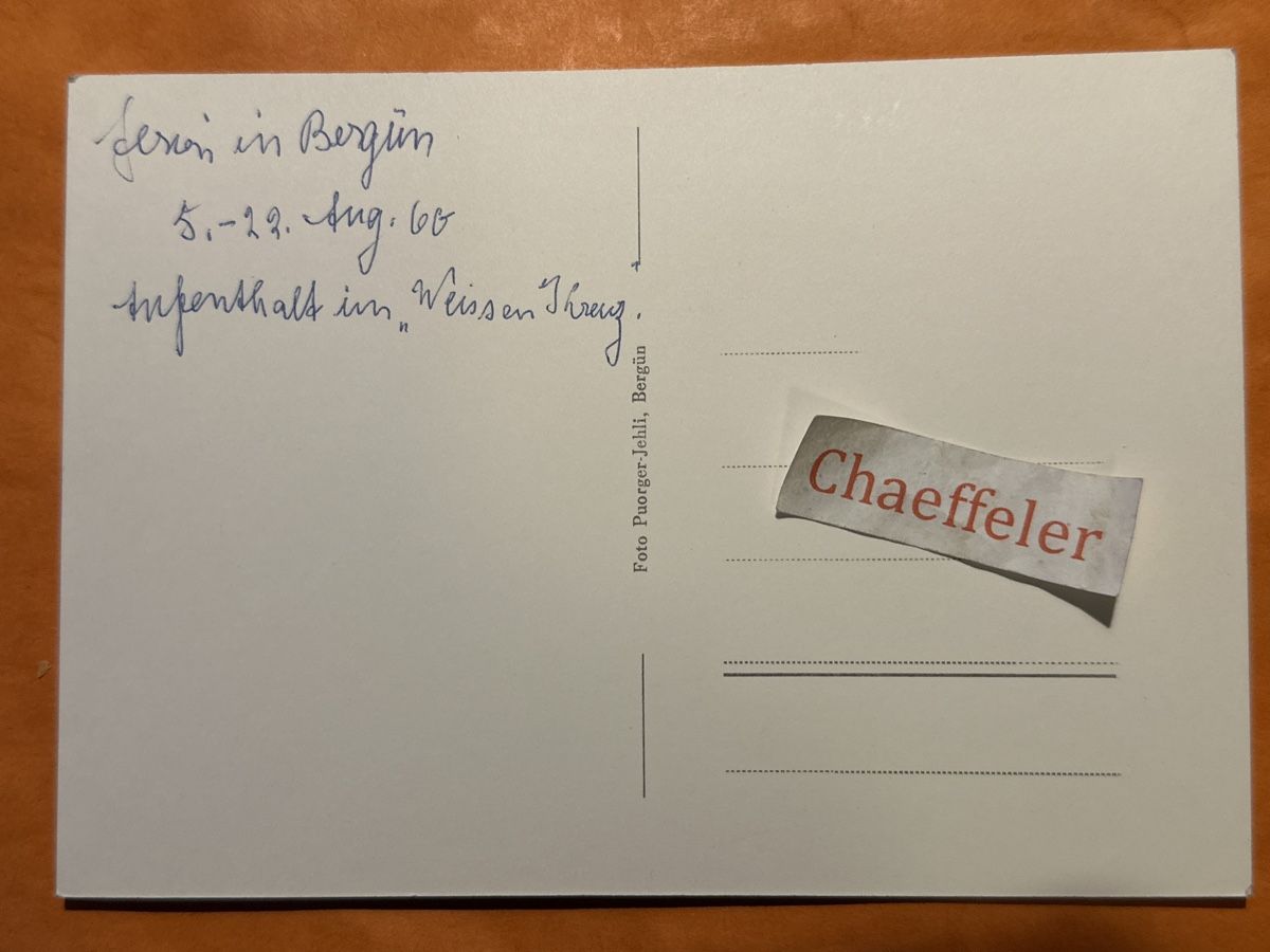 Cartoline postali: 1960 Bergün,  Piz d'Aela  – Usato da Zürich venduto da Chaeffeler 1