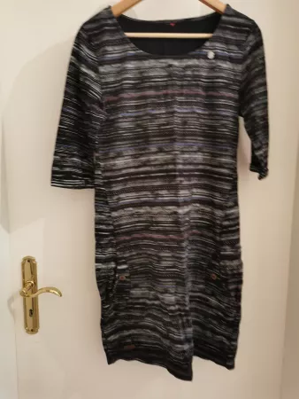 Lässiges Baumwolle Langarm-Kleid in M