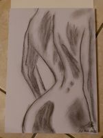 Disegno originale nudo donna carboncini