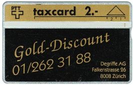 Taxcard 112L_03848 Degriffe AG Gold Discount 600 Ex gebrauch