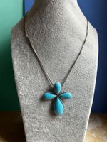 Venezianerkette mit Türkis-Blumen-Anhänger (42cm)