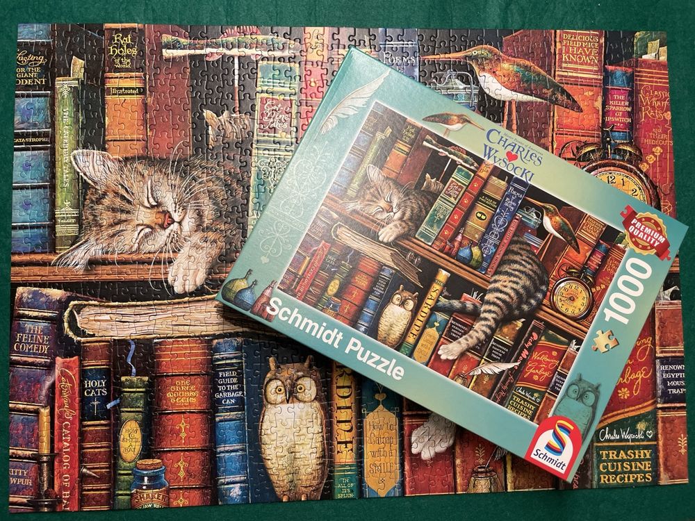 Vintage Bibliothek Puzzle 1000 Teile - Bücherregal Retro Design 50x70cm