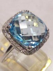Anelli: Diamanten und Blau Topas Ring – Nuovo (secondo la descrizione) da Zürich venduto da Benedikt21 9