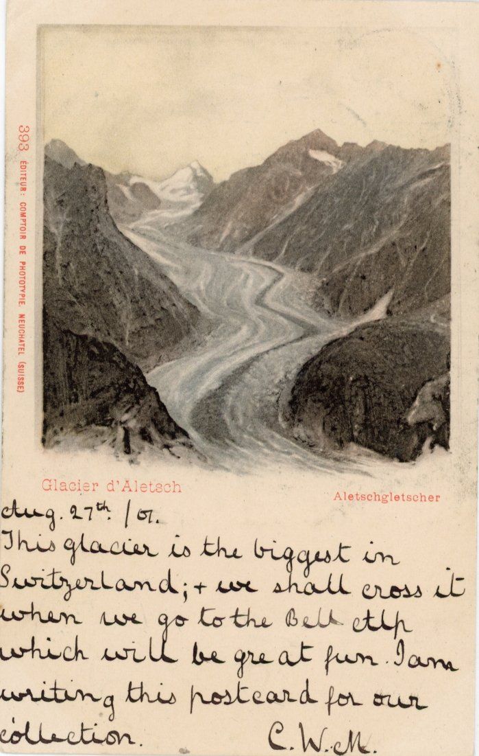 Cartoline postali: Aletschgletscher   VS      um  1 9 0 1 – Usato da Brig venduto da Valcards54