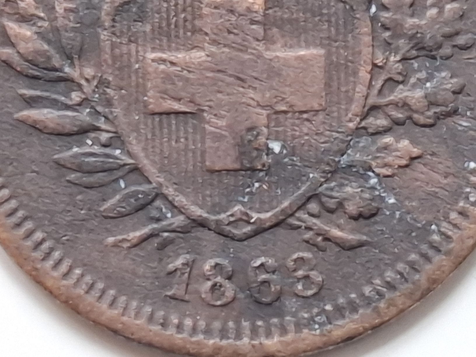 Toutes les monnaies: 1 Rappen 1863 – D'occasion à Neuchâtel par Grandloupblanc 2
