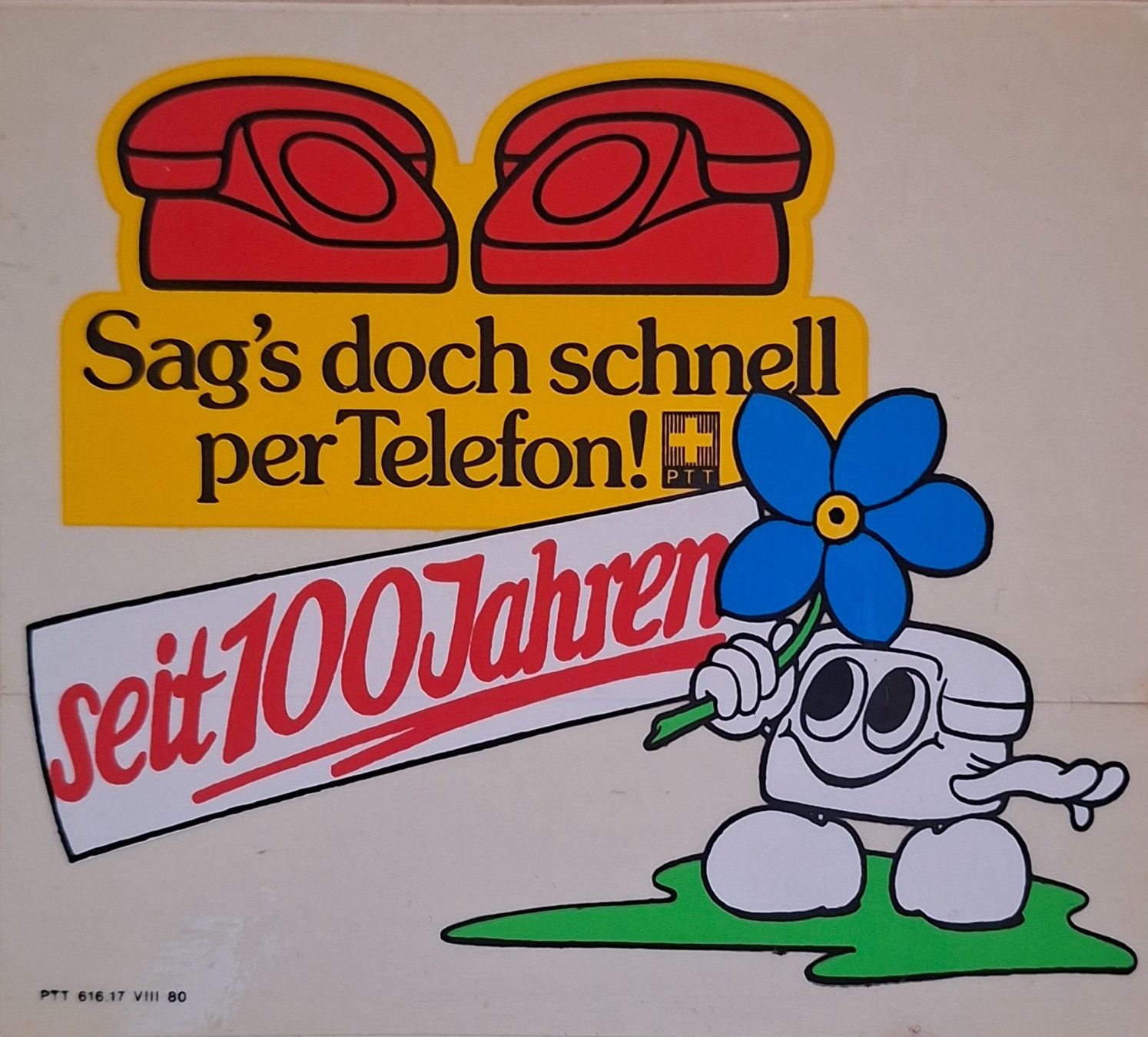 Sticker: PTT Sticker: "Sag's doch schnell per Telefon!" – Usato da Siebnen venduto da Leissav