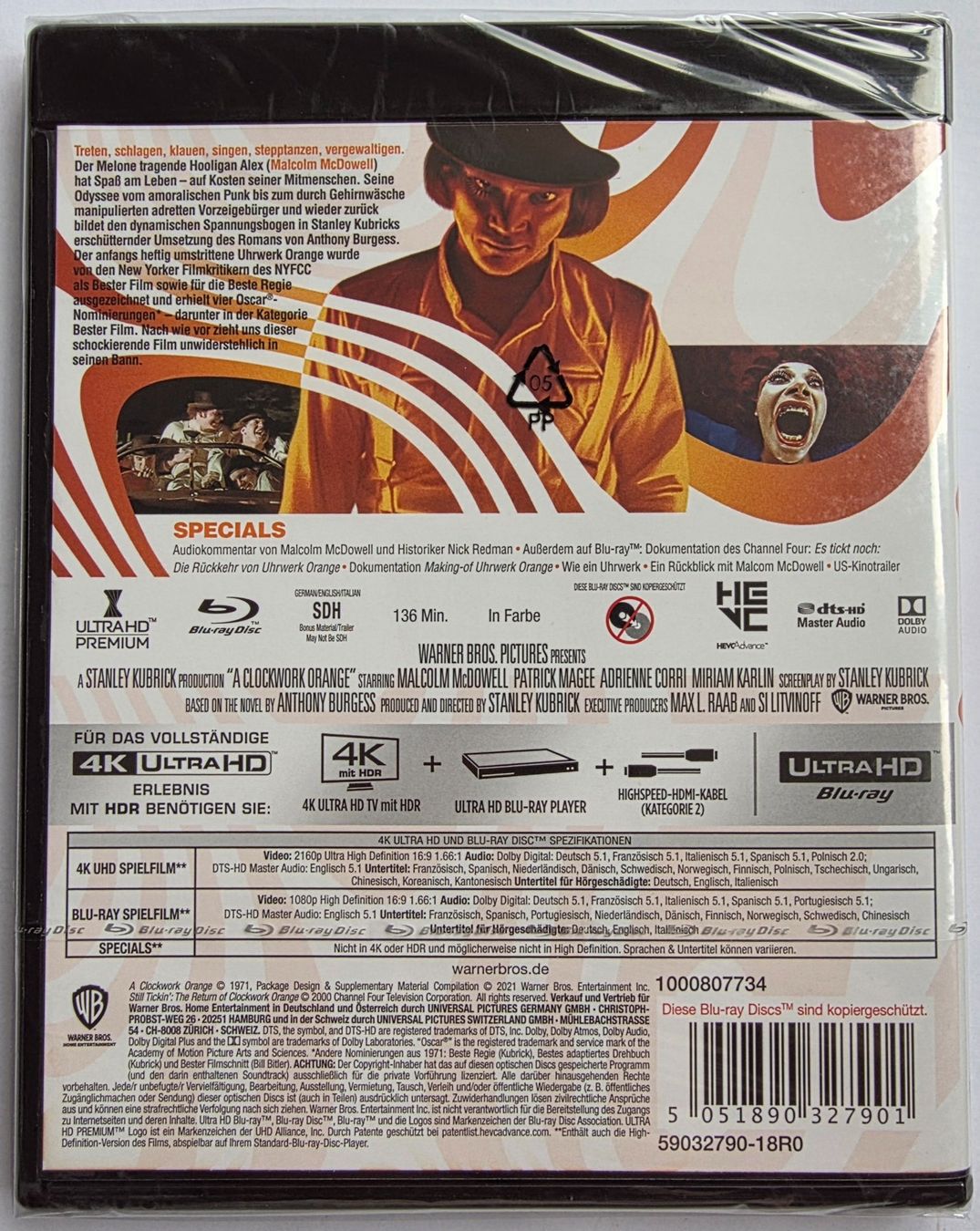 Alle DVDs: CLOCKWORK ORANGE (Blu-Ray 4K) Original verpackt – Neu und originalverpackt aus Kriens von Rothenfluh66 1