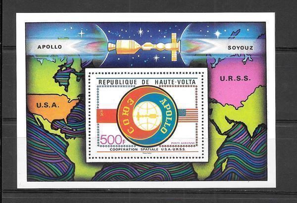 Tutti i francobolli: Obervolta Block 36 Raumfahrt Apollo Sojus ** 18.7.1975 – Nuovo (secondo la descrizione) da Olten venduto da clotaldi