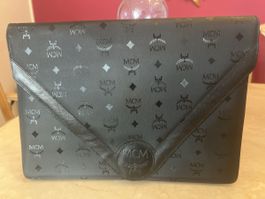 MCM Akten Tasche Schwarz Monogramm Leder Klappe