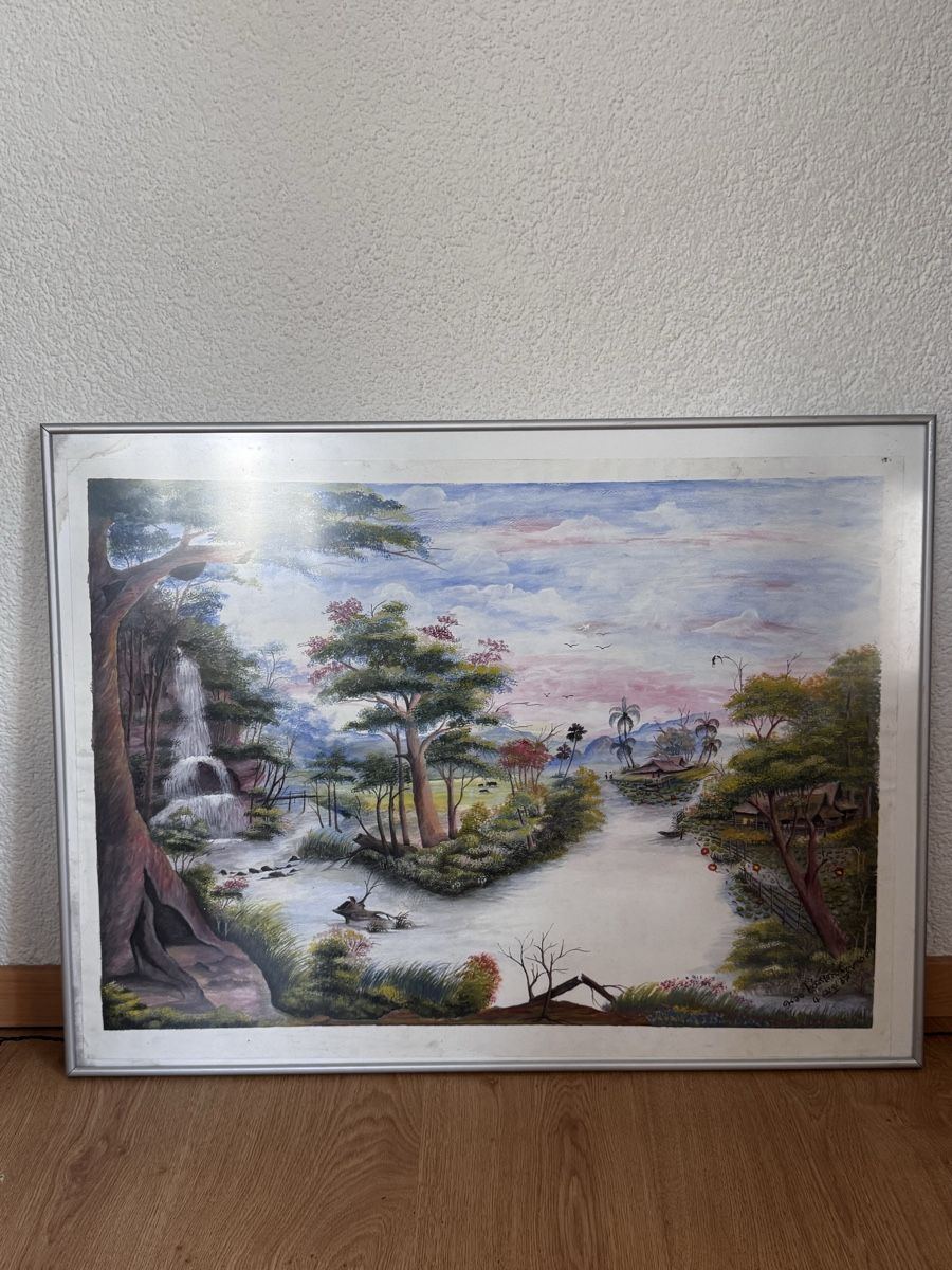 Dipinti: Tropical Village with Waterfall – Usato da Bern venduto da ilj_8ckn