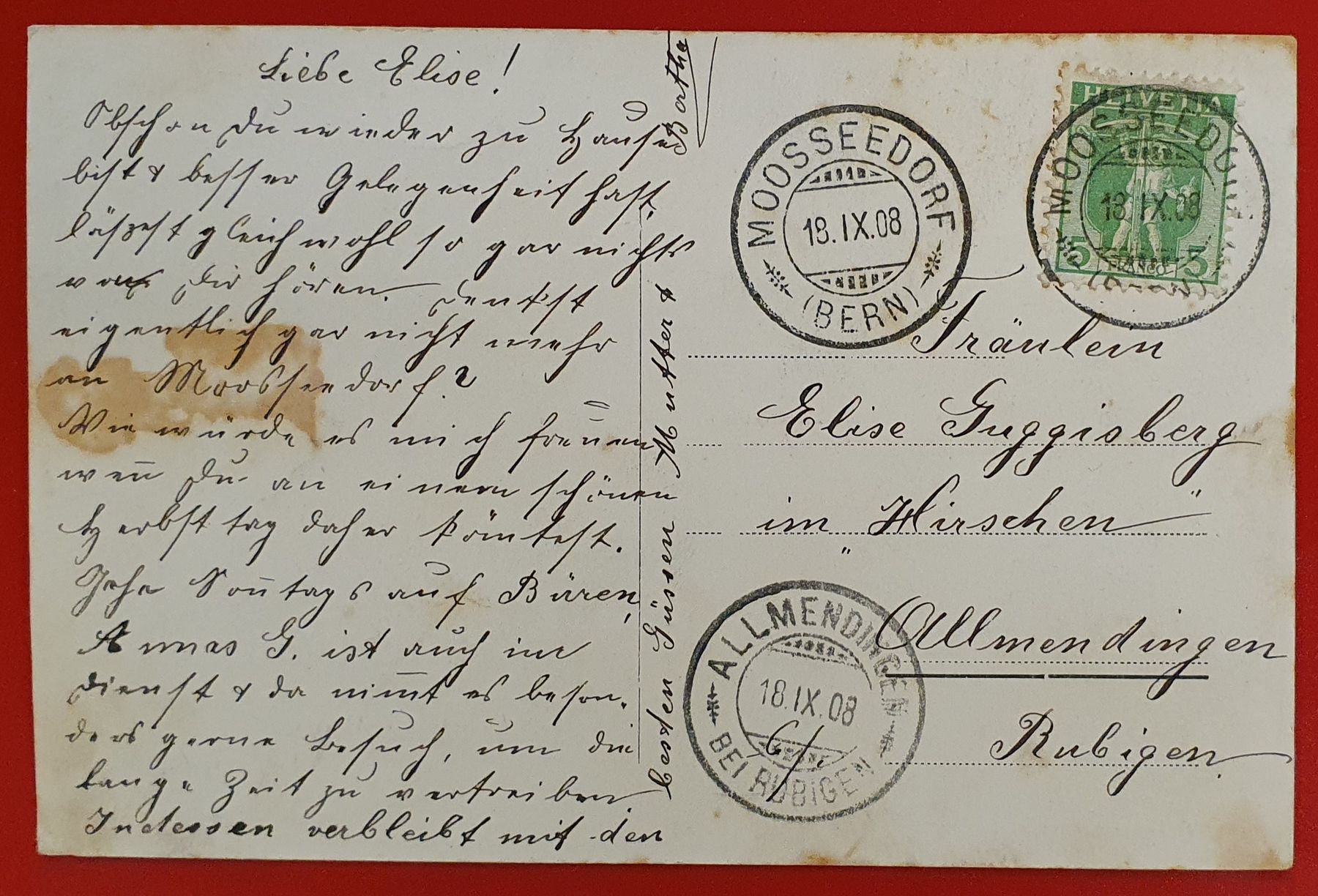 Cartoline postali: Moosseedorf 1908 - 5 Ansichten – Usato da Kreuzlingen venduto da Rschweiz1 1