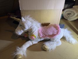 Plüsch Einhorn weiss mit goldenem Horn guter Zustand