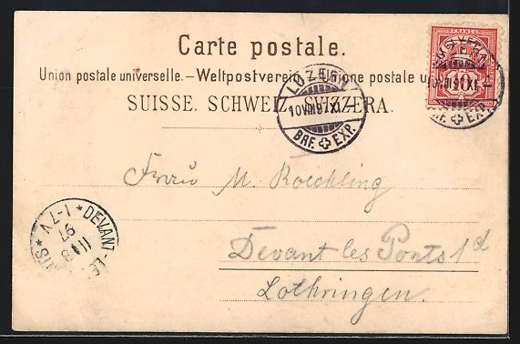 Cartoline postali: Lithographie Lucerne, Hotel Beau-Rivage – Usato da Berlin venduto da bartko-reher 1