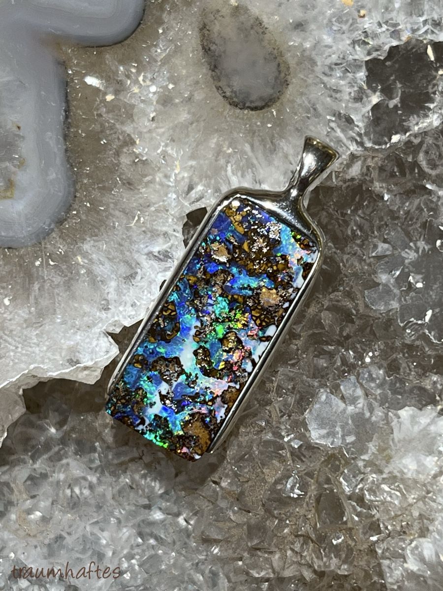 Ciondoli: Opal - Anhänger - Boulder mit 925er Silberfassung – Nuovo e nell'imballaggio originale da Thun venduto da Traumhaftes 1