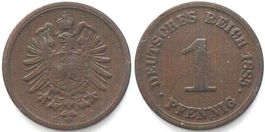 KAISERREICH 1 Pfennig 1885 G, J.1 Kupfer SELTEN!