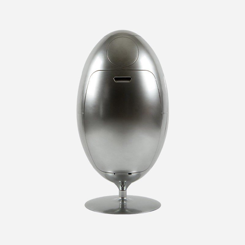 Cestini per rifiuti: Mülleimer Ovetto Soldi Design chrom Space Age – Nuovo e nell'imballaggio originale da Zürich venduto da re.naissance