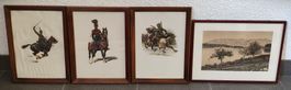 Lot 4 Lithographies 3 militaire 1 paysage