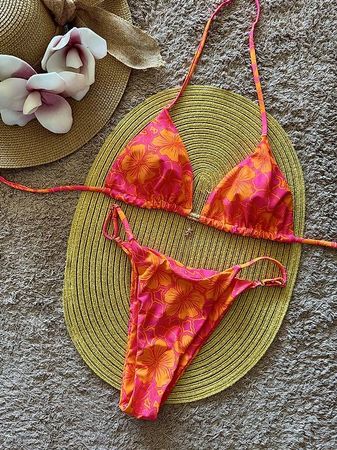 ✨NEU Bikini Pink Orange Tropical Gr.S- GRATIS Versand