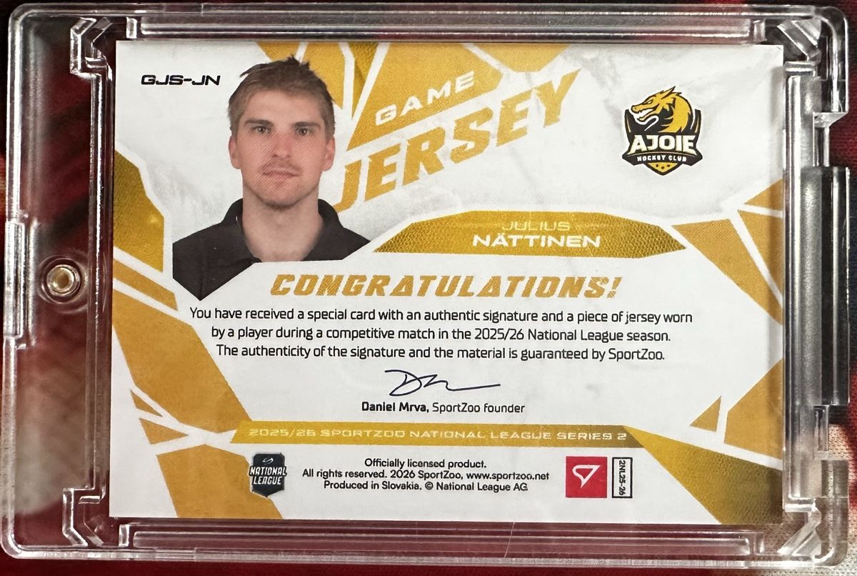 Sportzoo Carte collezionabili: Julius Nättinen - Game Jersey 28/30 – Nuovo (secondo la descrizione) da Bremgarten b. Bern venduto da sisec17 1