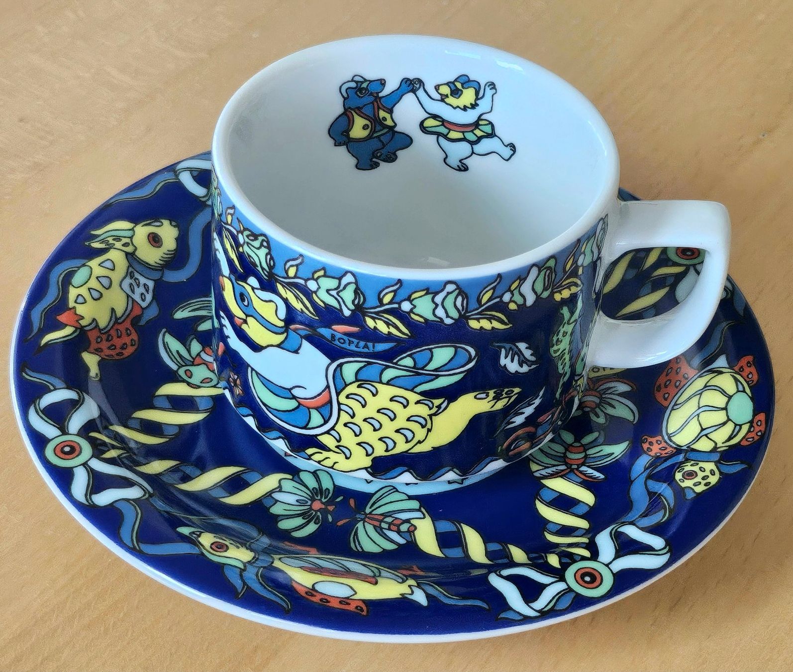 Bopla Tazze: Bopla Evolution Kaffeetasse mit UT Rosetta Teddy blau – Nuovo (secondo la descrizione) da Dietikon venduto da erdbeeren 1