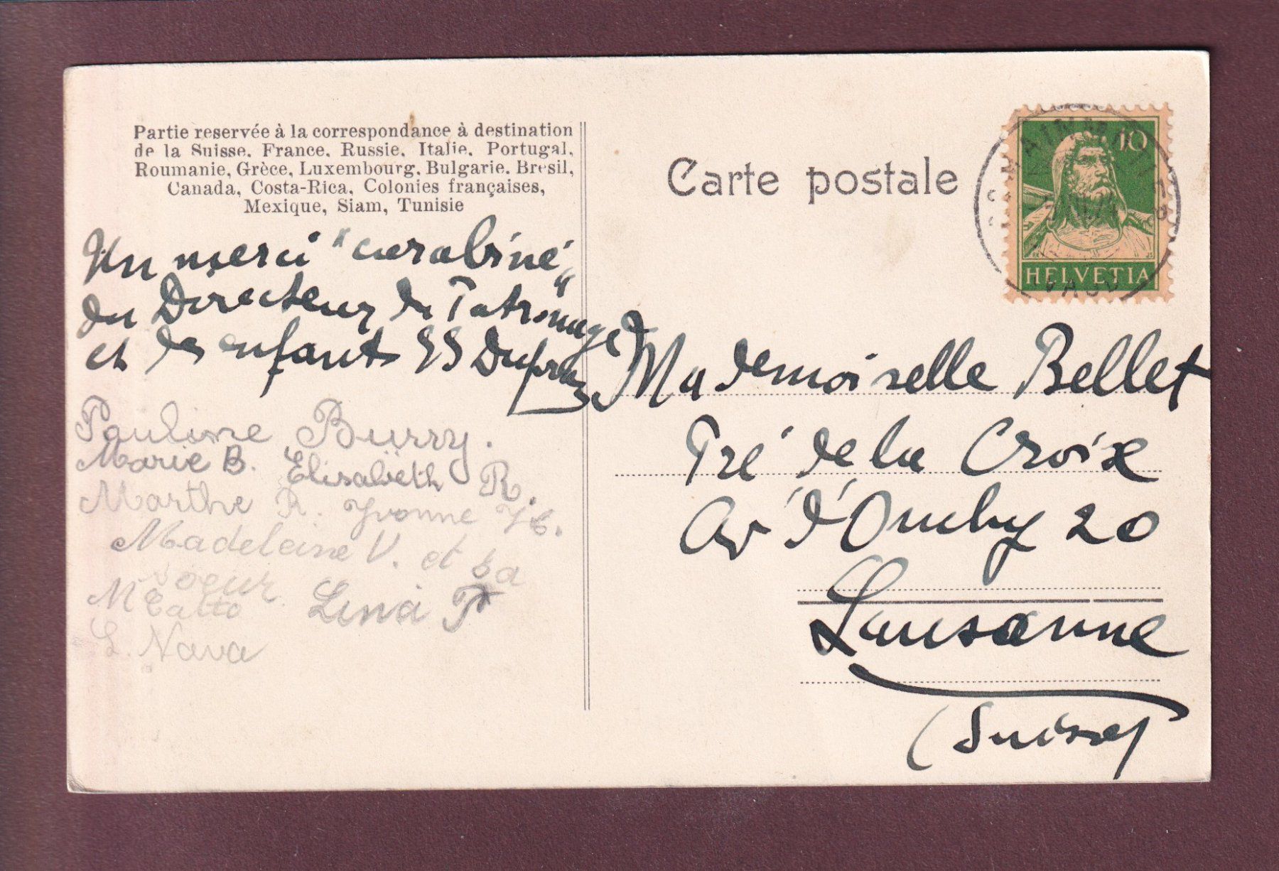 Cartoline postali: ROMAINMOTIER - Temple - Narthex - 1924 – Usato da Pully venduto da nicecards 1