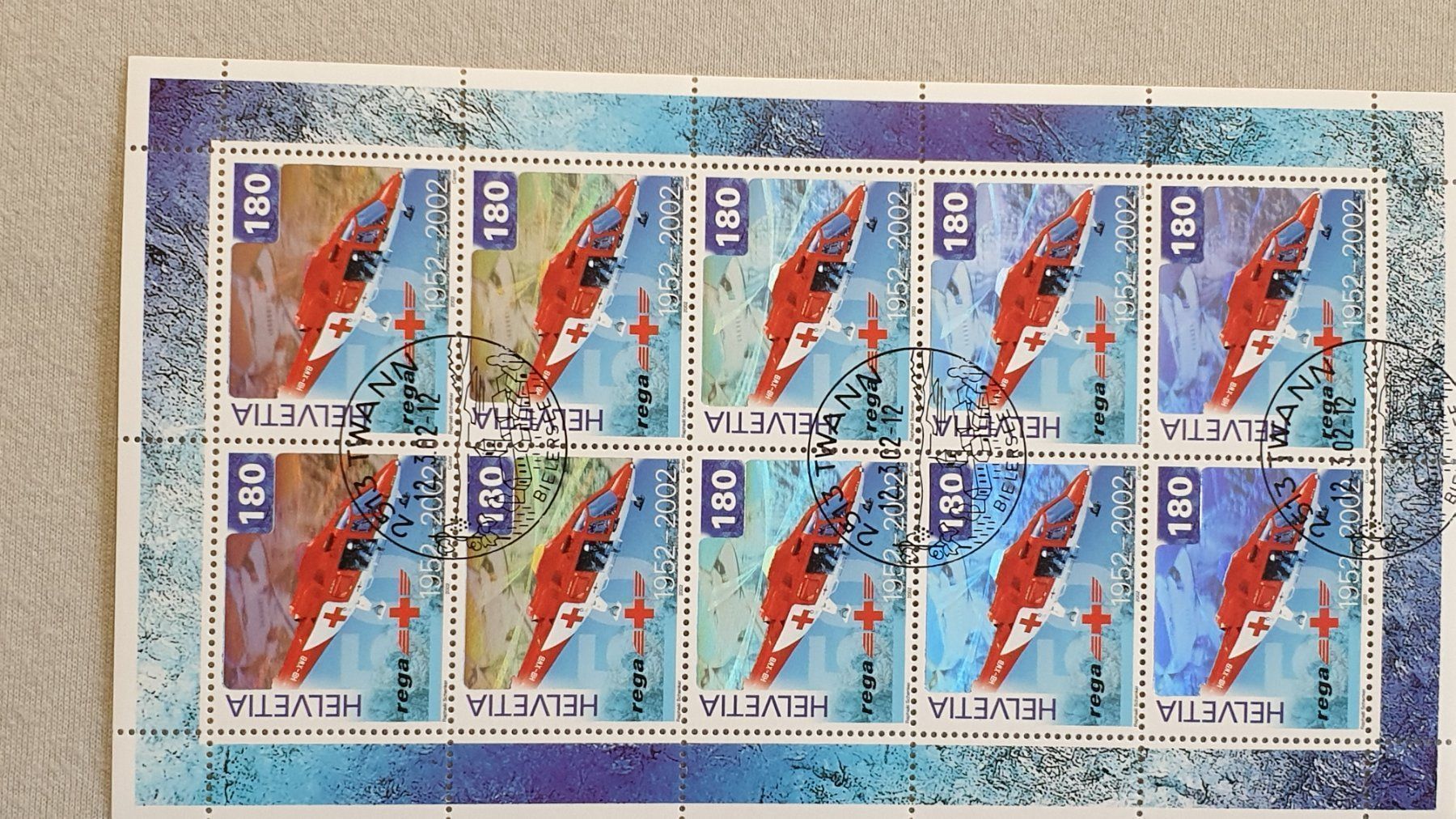 Tutti i francobolli: (112)  Kleinbogen 2002  "50 Jahre Rega" – Usato da Schwarzhäusern venduto da Inot3 3
