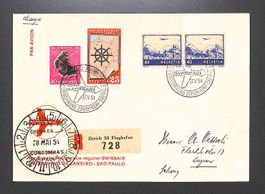 1954 Eröffnung Swissair ZÜRICH-SAO PAULO illustriert