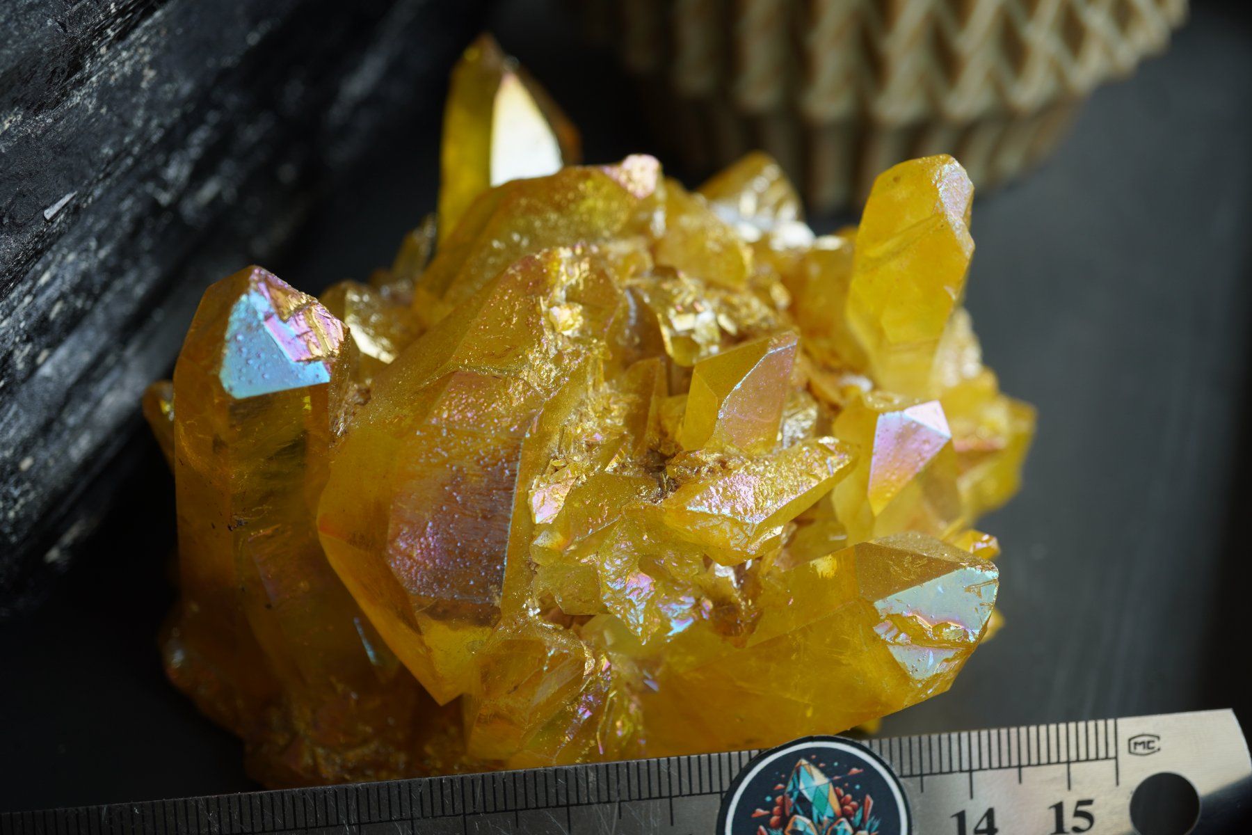 Minerali & Pietre curative: Bergkristall mit Hammerschlag Bedampft   Aqua Gold – Nuovo e nell'imballaggio originale da Eschenbach SG venduto da topstone 1