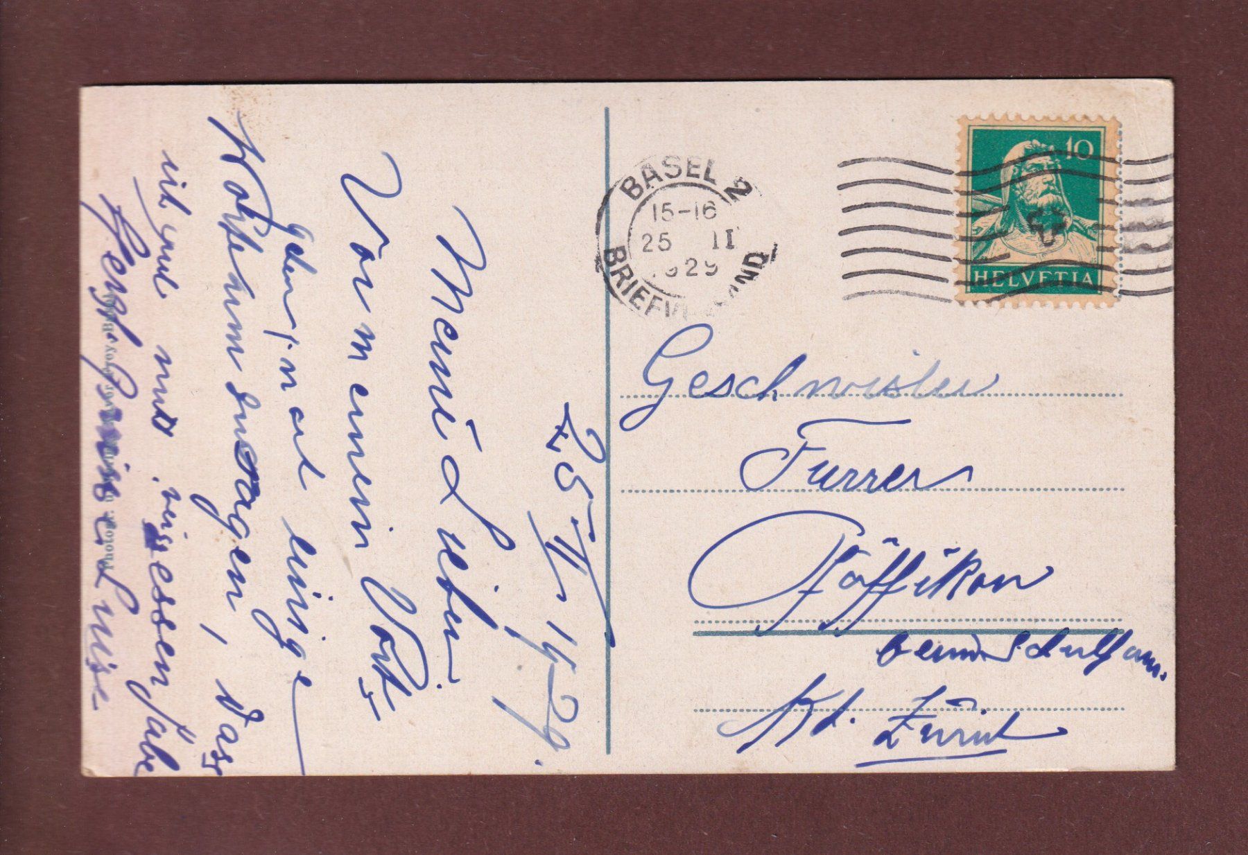Cartoline postali: BASEL - Rheinpartie - 1929 // Eckbug // – Usato da Pully venduto da nicecards 1