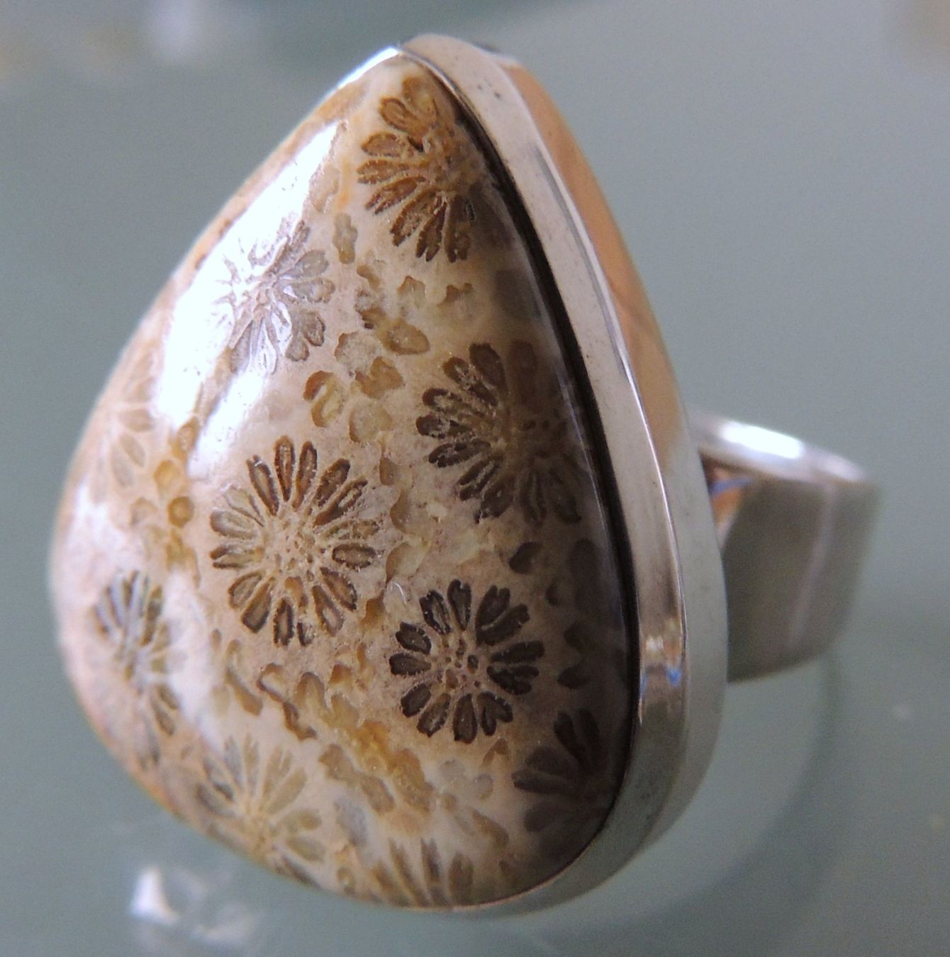 Anelli: Fossile Koralle Silber 925 Fingerring – Nuovo e nell'imballaggio originale da Waldenburg venduto da schaller707 1