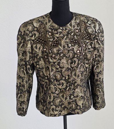 Festlicher gold-schwarzer Brokat Blazer Grösse 40