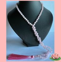 80 cm! KETTE STEINKETTE EDELSTEINKETTE ROSENQUARZ BOHO