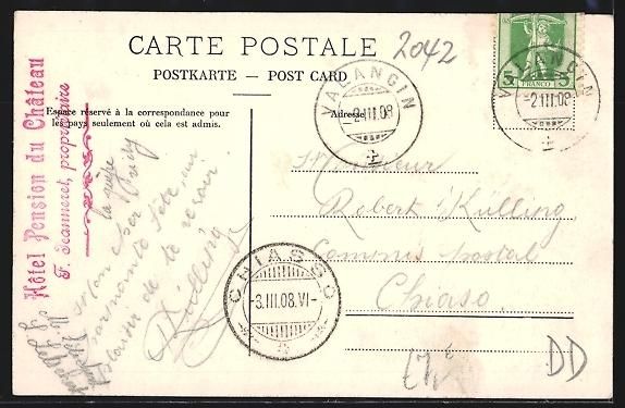 Cartoline postali: AK Valangin, Le Château, 1908 – Usato da Berlin venduto da bartko-reher 1