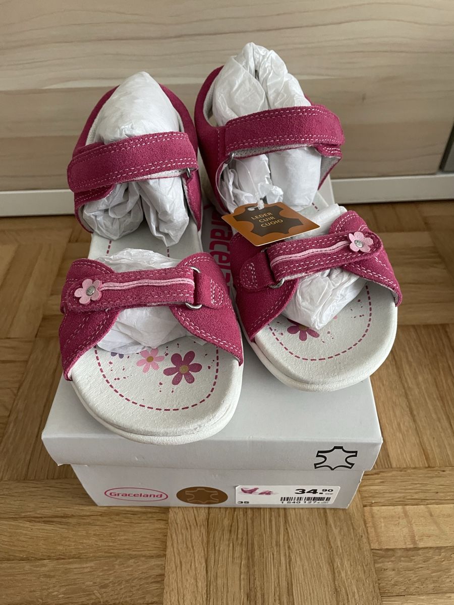 Schuhe für Mädchen: Neue Sandalen Grösse 35 Echt Leder – Neu und originalverpackt aus Chur von Abelone1