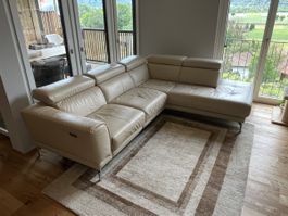 Echtleder Ecksofa / Relaxsofa creme-beige – ca. 270 × 215 cm
