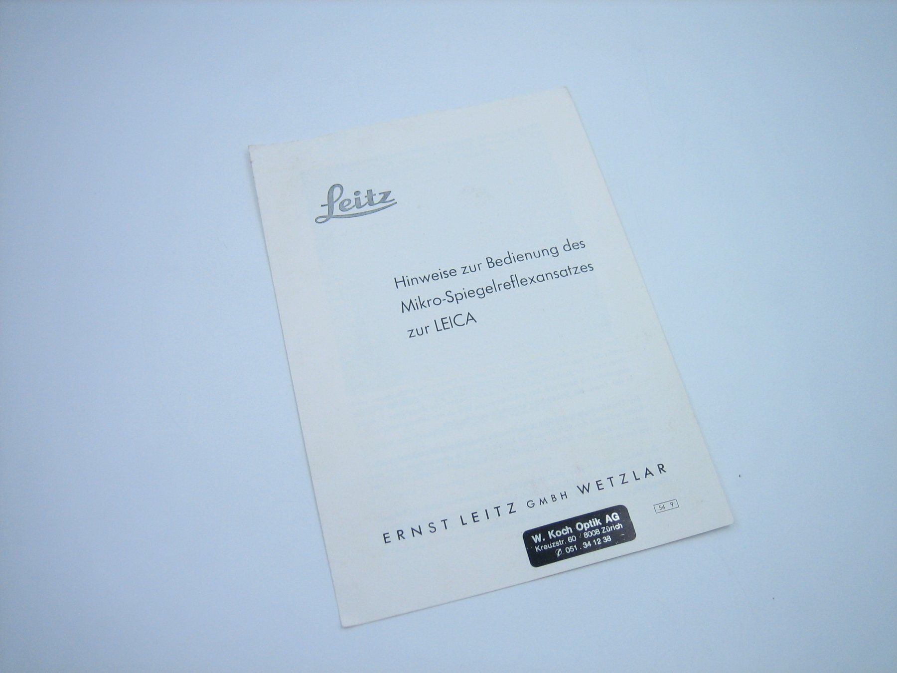 Leica Documenti: Leica Mikro-Spiegelreflexansatzes Anleitung – Usato da Zürich venduto da Tomi118 3