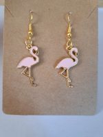 Süsse Flamingo Ohrringe, Goldfarbe, Rosa, Sommer Trend