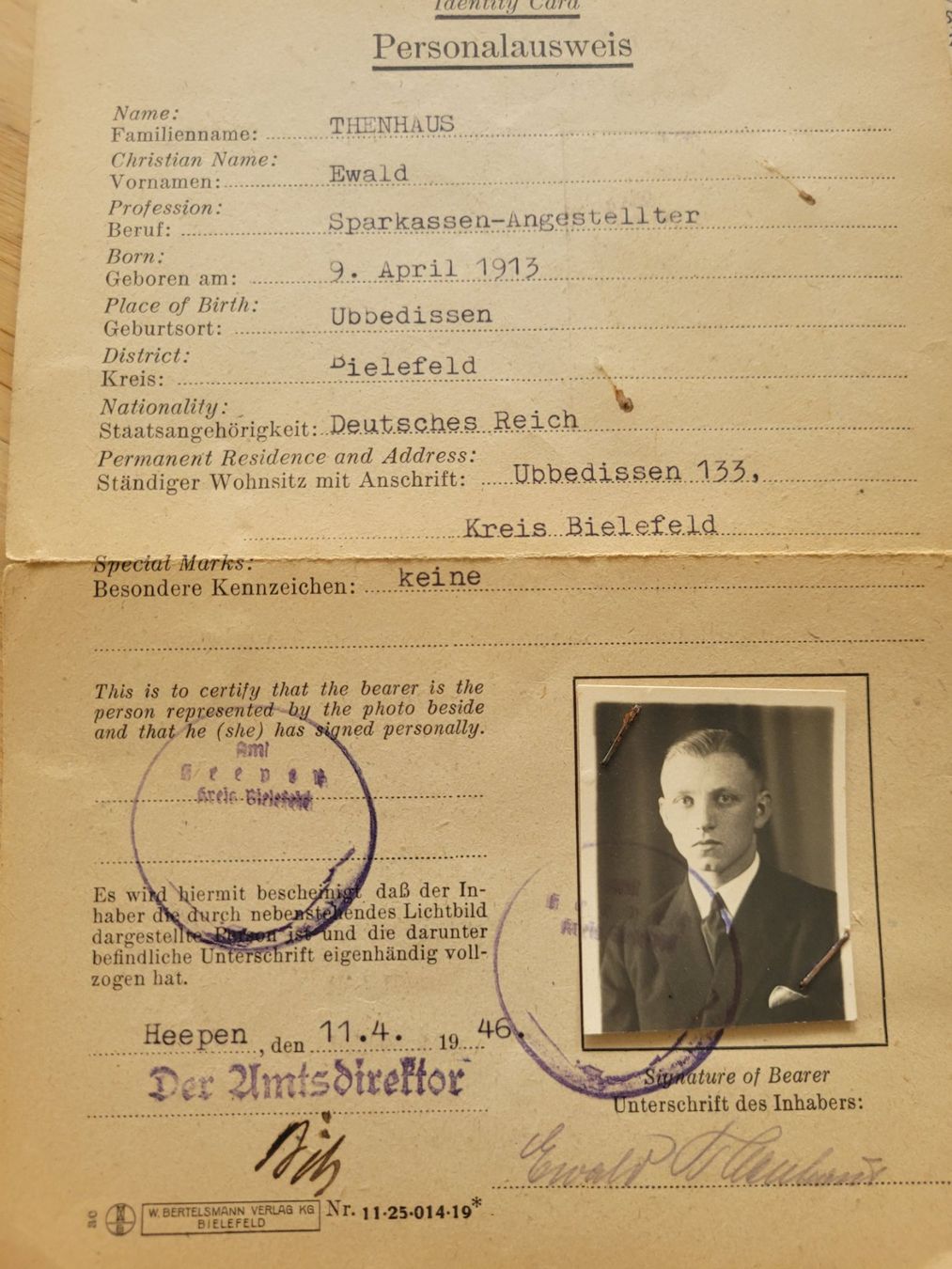 Armi bianche: Nachkrieg Gefangenen Dokumente, WW2 – Usato da Kriens venduto da KTP 7