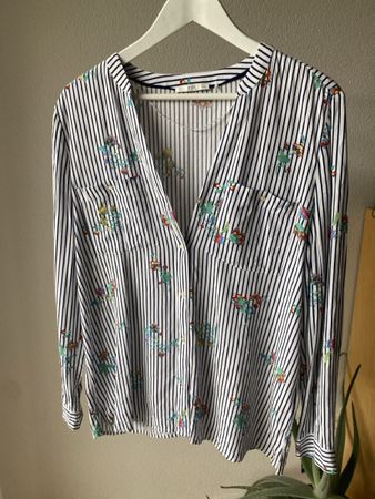 - [ ] Bluse Esprit gestreift mit Blumen XL 100 % Viskose 