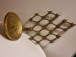Vintage Wandkerzenhalter aus massivem Messing