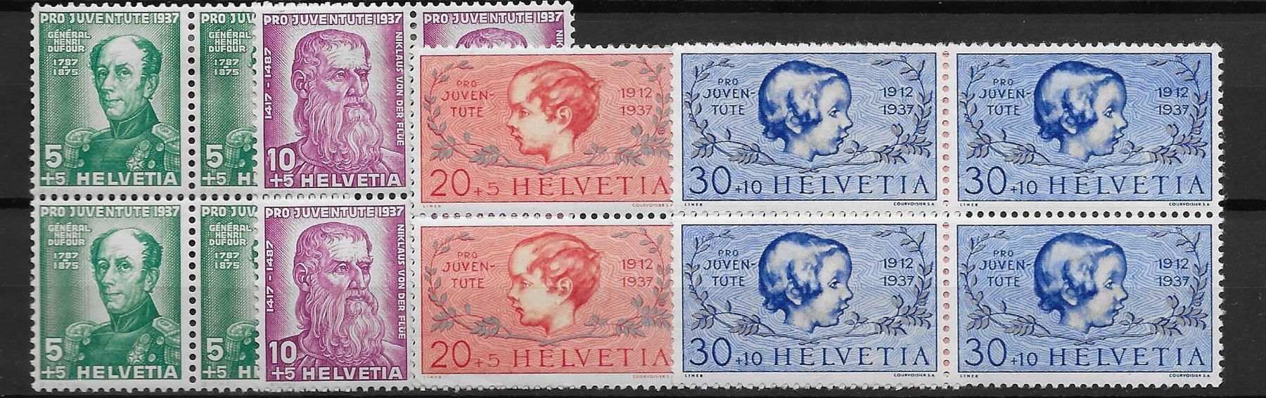 Tutti i francobolli: PJ137 - Pro Juventute 1937 bloc4 ** – Usato da Trélex venduto da Phil_Albert