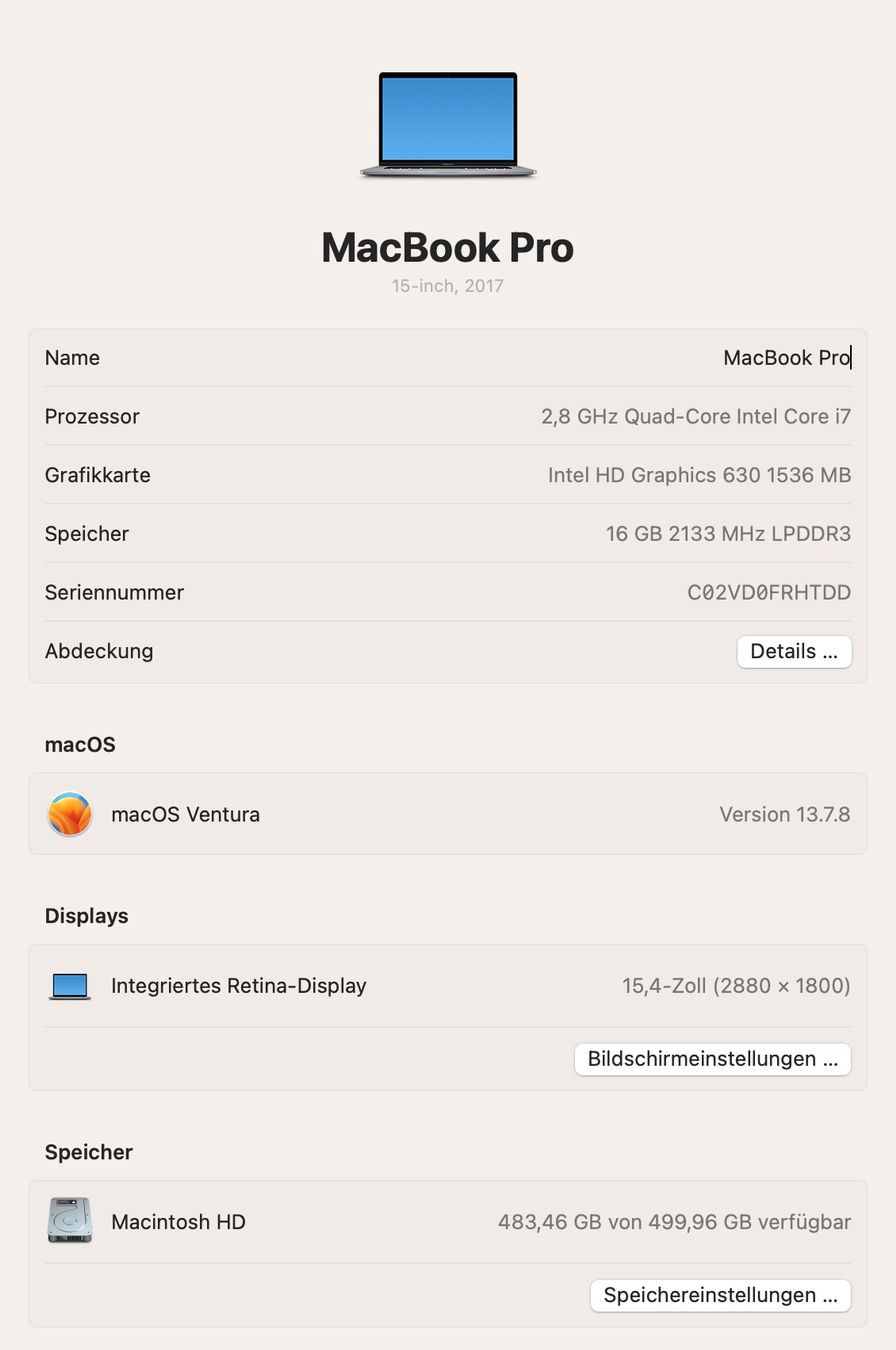 Apple Notebooks: Macbook Pro 2017 – Gebraucht aus Zürich von sanfranc_ 7