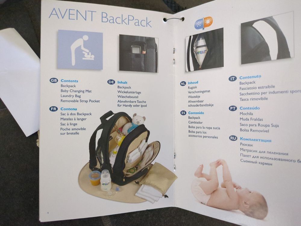 Zaini: Avent Philips Wickelrucksack schwarz/dunkelblau – Usato da Uster venduto da zebralino 5