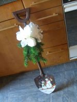 Deko Schaufel,Winter/Weihnachtsmotiv, Schneemann+Tannengrün