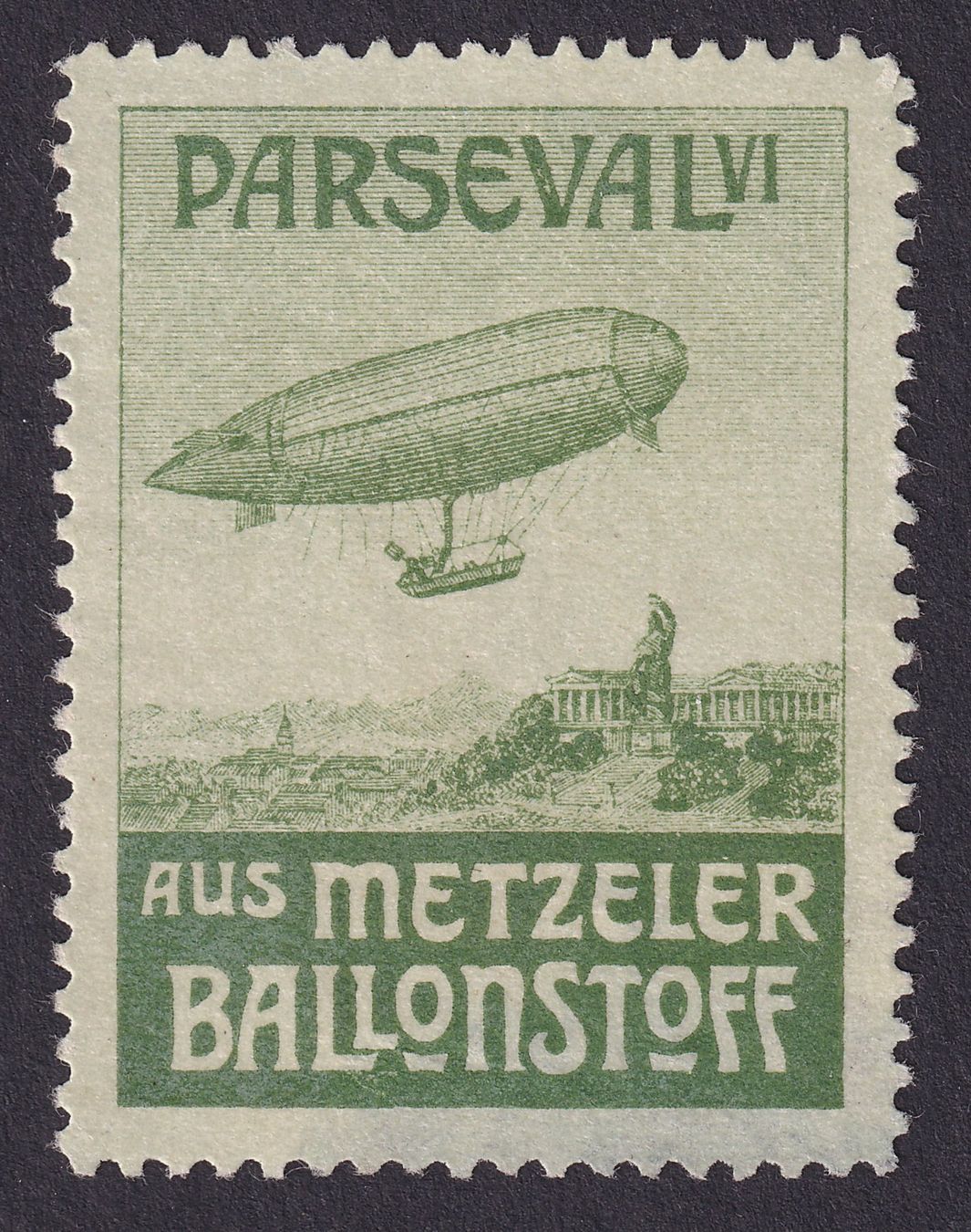 Tutti i francobolli: Flugspende Vignette 1912.6Be grün, Parseval VI, Metzeler – Usato da Ebikon venduto da SilvioFreund