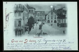 Mondschein-AK St. Gallen, Partie am Thea