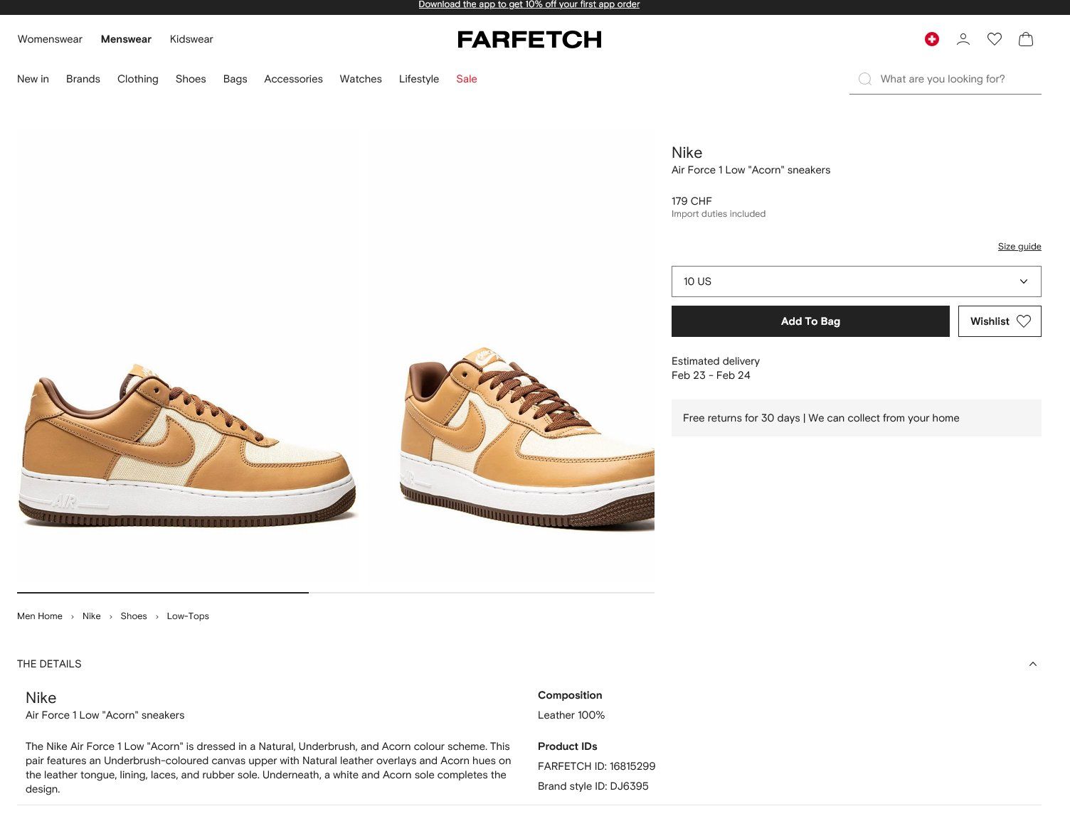 Nike Scarpe da uomo: Nike  Air Force 1 Low "Acorn" sneakers taille 44 – Nuovo e nell'imballaggio originale da Genève venduto da dorco 9