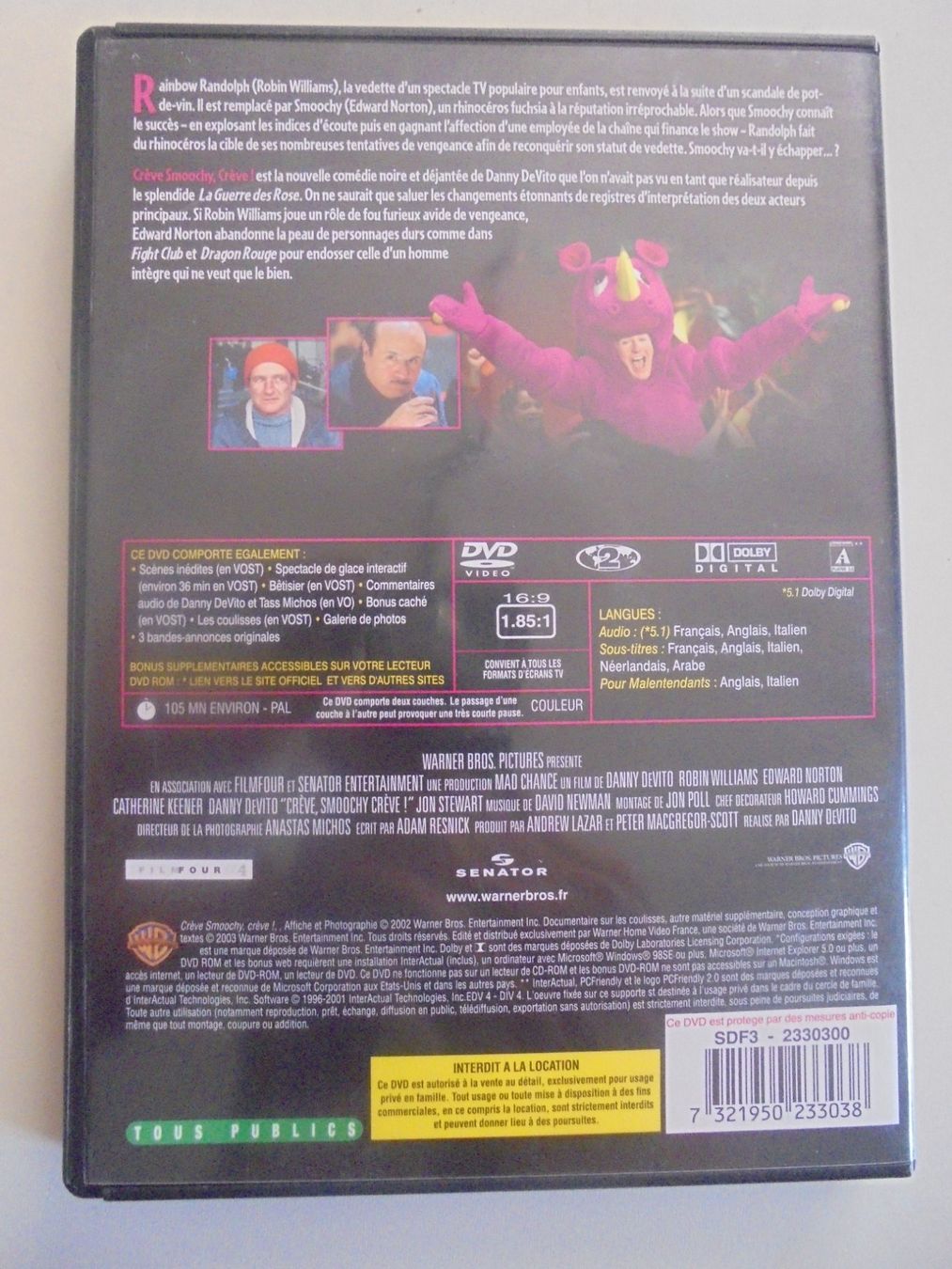Alle DVDs: " Crève Smoochy crève ! " DVD Robin Williams , Danny DeVito – Gebraucht aus Crissier von Promopost 1