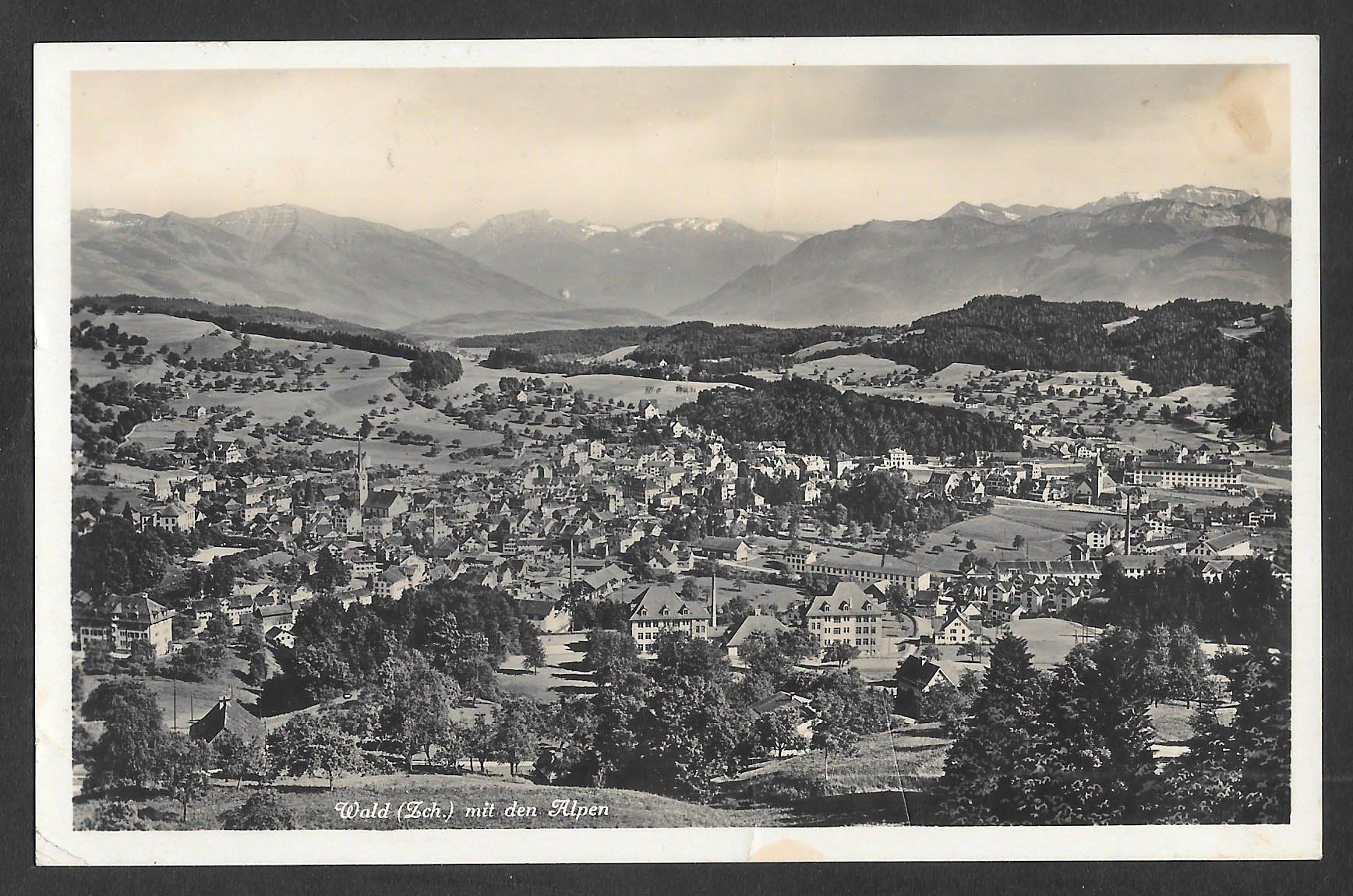 Cartoline postali: Wald Gesamtansicht mit den Alpen – Usato da Olten venduto da clotaldi